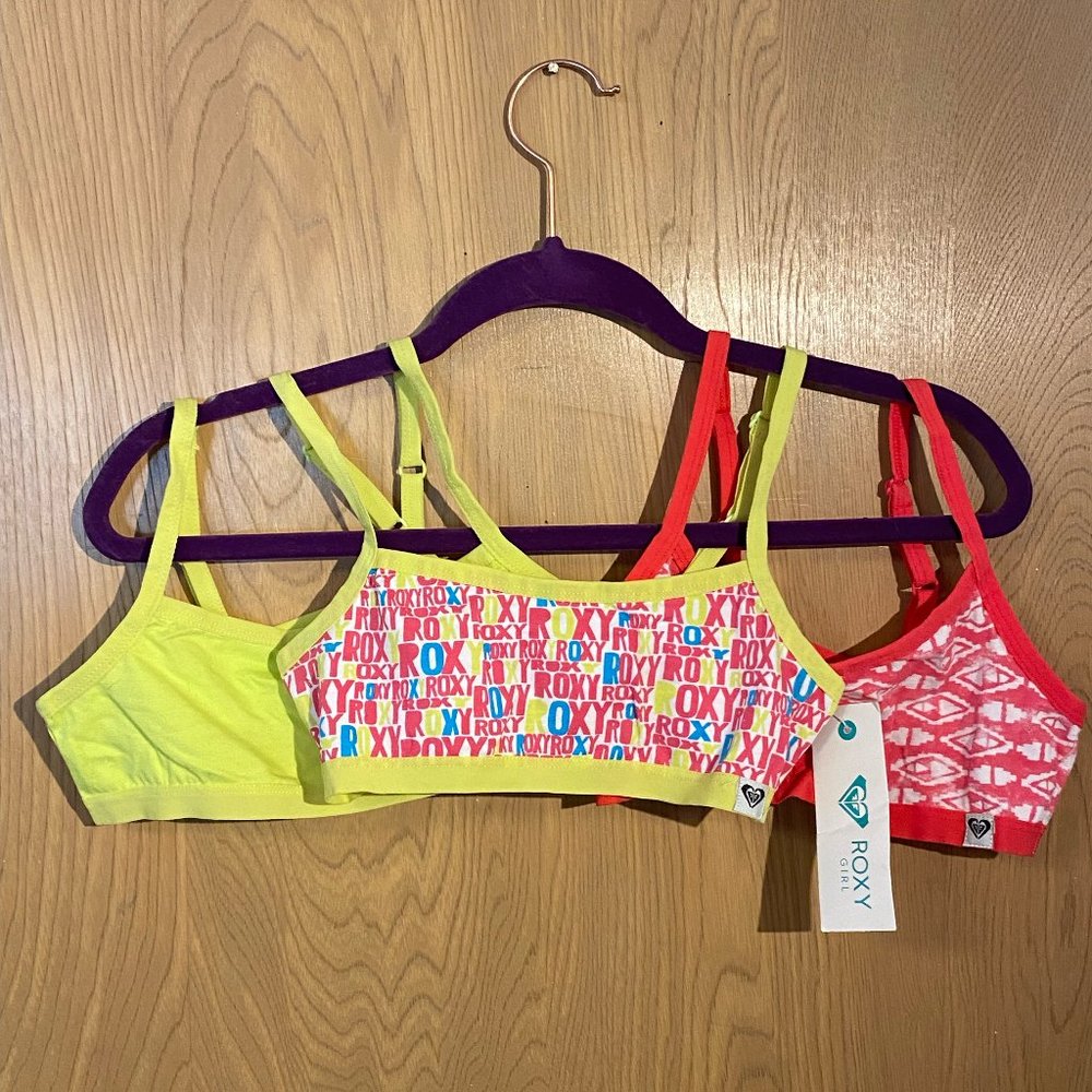 3 Pack Roxy Girl Cotton Bralettes Kids Large
